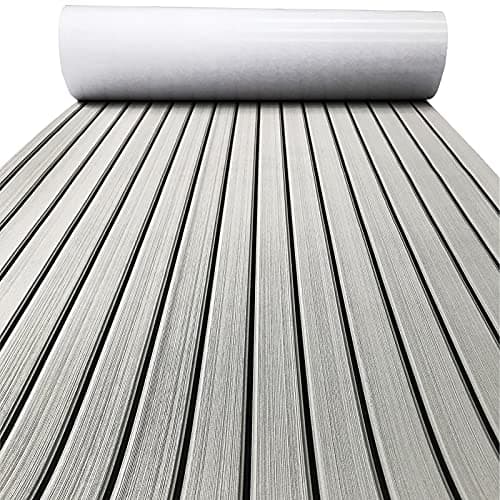 KXKZREN Boat Flooring EVA Foam Decking Sheet Faux Teak Marine Mat Marine Carpet Cooler Tops Non-Slip Self-Adhesive Flooring for Motorboat RV Yacht Kayak Swim Platform 94" x 47"/44"/35"/23"/16" - Image 1
