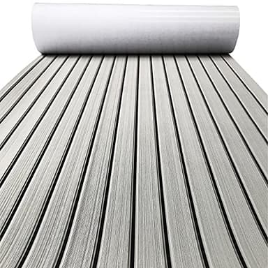 KXKZREN Boat Flooring EVA Foam Decking Sheet Faux Teak Marine Mat Marine Carpet Cooler Tops Non-Slip Self-Adhesive Flooring for Motorboat RV Yacht Kayak Swim Platform 94" x 47"/44"/35"/23"/16" - Image 1