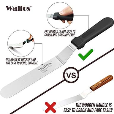 Walfos Icing Spatulas, Stainless Steel Cake Spatula with Sturdy and Durable Handle Cake Decorating Spatula Set of 3 - Multi purpose Use for Home, Kitchen or Bakery (6", 8", 10")… - Image 2