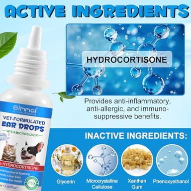 NenMaoKeNu Cat & Dog Ear Infection Treatment Drops, Ear Cleaner to Soothe and Relieve Itchness, with 1% Hydrocortisone for Dog Ear Infections, Prevents Inflammatio, Treats Ear Infections- 2.02 Fl.Oz - Image 2