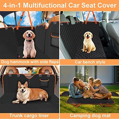 Mancro Dog Car Seat Cover for Back Seat, 2025 Upgraded 600D Heavy Duty Waterproof & Scratch-Resistant Dog Hammock for Car, Back Seat Pet Cover for Dogs with Sedan, Trucks and SUVs, Standard, Orange - Image 4