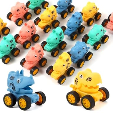 18Pcs Dinosaur Pull Back Cars Set for Kids Toddlers, Bulk Mini Racing Vehicles Toys Party Favors, Pinata Fillers, Goodie Bag Stuffers, Classroom Prizes for Boys Girls - Image 1