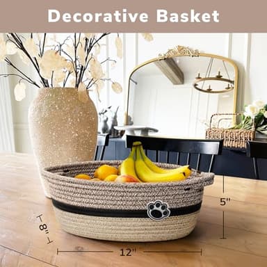 HiChen Dog Toy Basket Small Baskets for Gifts, Woven Baby Storage Basket for Towels, Toys, Storage Organizer Bins for Living Room, 12 x 8 x 5 inches - Image 6