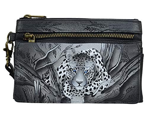 Anna by Anuschka womens Wristlet Wallet & Organizer - Genuine Leather, African Leopard, One Size US - Image 1