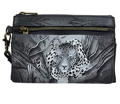 Anna by Anuschka womens Wristlet Wallet & Organizer - Genuine Leather, African Leopard, One Size US - Image 1