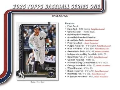 2025 Topps Series 1 Baseball Trading Card MLB Retail 20 Pack Box - Image 7