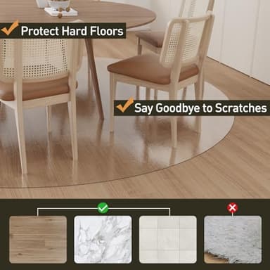 Clear Plastic Floor Mat for Under Dining Table, 4ft Round No Slip Waterproof Vinyl Area Rug for Home, Anti-Spill Hard Floor Protector Cover for Living Room, Splat Mat for Under High Chair - Image 4