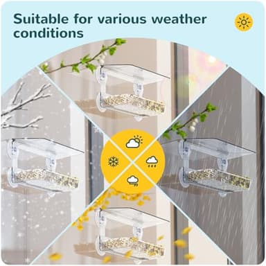 MrCrafts Nature Window Bird Feeder with Strong Suction Cups, Clear Window Bird feedersfor Viewing, Cardinal Bird Feeders for Outside, Unique Gift - Image 6