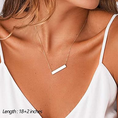 Dainty Layering Simulated Pearls Bar Necklace Hammered Disc Pendant Necklaces Simple Layering Necklace Choker for Women - Image 4