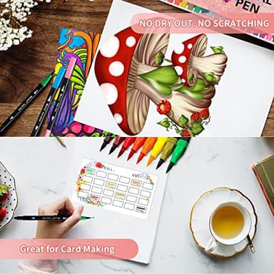 Dual Markers Brush Pens, 36 Fine Point Art Marker, Double Tip Colored Pen for Adult Coloring Hand Lettering, School Classroom Art Suppliers - Image 7
