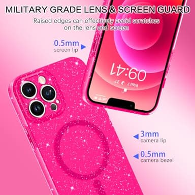 BENTOBEN for iPhone 13 Pro Case, Phone Case iPhone 13 Pro Magnetic Case Compatible with MagSafe Glitter Bling Flexible Soft TPU Shockproof Protective Sparkly Cover for iPhone 13 Pro 6.1’, Hot Pink - Image 7