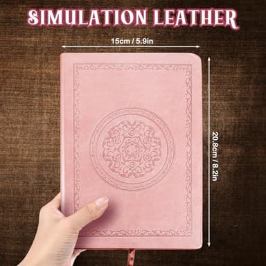 Fetinar 2025 Leather Vintage Journal Notebook,300 Pages,Leather Softcover Lined Journal Notebooks for Women Men,Notebook Journals for Writing Travel,Business,Office,Rose Gold Pink - Image 2