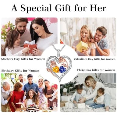 Iefil Anniversary Women Gifts - Romantic Gifts for Her, Anniversary Birthday Day Gift for Her, February October Birthstone Necklace, Amethyst Sapphire Jewelry, Rose Heart Necklace - Image 6
