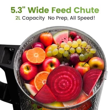 Cold Press Juicer Machines, High Nutrient Retention, 99% Juice Yield, 5.3" Wide Feed Chute for Whole Fruits & Vegetables, Quiet Slow Masticating Juicer, BPA-Free, Easy to Clean - Image 4