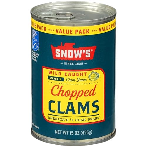 Snow's Wild Caught Chopped Clams Canned, 15 oz Can - Served in Clam Juice - 4g Protein Per Serving - Gluten Free, Keto Friendly, 99% Fat Free - Image 1