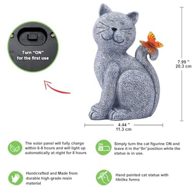 Nacome Cat Outdoor Statues for Garden: Outside Decor with Butterfly Clearance for Yard Art Lawn Ornaments Porch Patio Balcony Home House - Birthday Gifts for Grandma Mom Women - Image 2