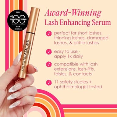 Grande Cosmetics GrandeLASH-MD Lash Enhancing Serum - Peptide & Vitamin Infused Formula for Longer, Thicker, Fuller Looking Lashes - Ophthalmologist Tested, Cruelty-Free, 6 Week Supply (1mL) - Image 3