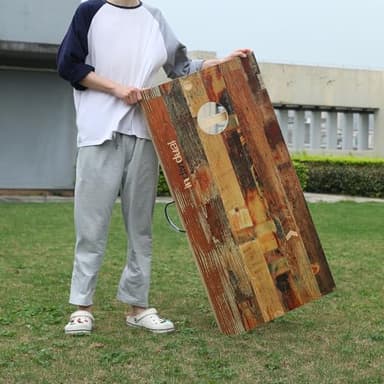 TIANNBU Solid Wood Premium Cornhole Set with Portable Waterproof Unique Pattern Surface Corn Hole Game Boards and Set of 8 Bean Bags for Indoor Outdoor Lawn Backyard Fun - Image 6