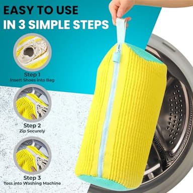 DASZERX Shoe Washing Machine Bag - 2 Pcs Set - Resuable Shoe Bag for Washing Machine and Dryer - 360° Wrap Shoe Washing Bag for Sneakers, Boots & Delicate Footwear - Image 2
