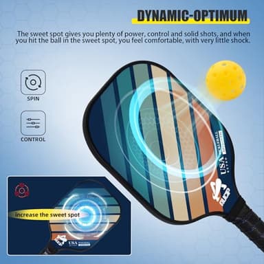 USAPA Approved Pickleball Paddle Set - 2 Pack of PP Honeycomb Core Fiberglass Surface Paddles, Lightweight Pickleball Kit with Breathable Handle, Includes 2 Paddles, 4 Balls, 2 Tapes, and 1 Bag - Image 3