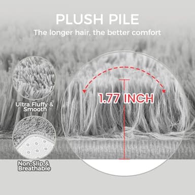 Ultra Soft Rug for Living Room, 8X10 Light Grey Fluffy Shag Area Rug for Bedroom, Modern Shaggy Carpets Fuzzy Rug for Teens Dorm Nursery Home Decor Aesthetic, Upgrade Anti-Skid Durable - Image 5