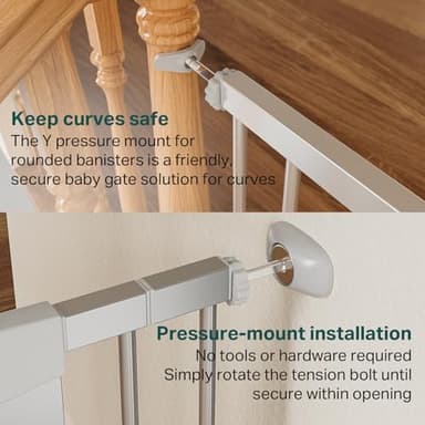 Cumbor 29.7-46" Baby Gate for Stairs, Mom's Choice Awards Winner - Auto Close Dog Gate for House, Easy Install Pressure Mounted for Doorways, Easy Walk Thru Wide Safety for Pets, Silver - Image 5