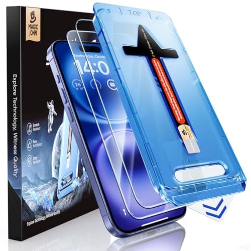 MAGIC JOHN 2 Pack for iPhone 16 6.1 inch Tempered Glass Screen Protector (Not Pro), Auto Dust-Elimination, Bubble Free, Easy Installation, HD Clear - Image 1