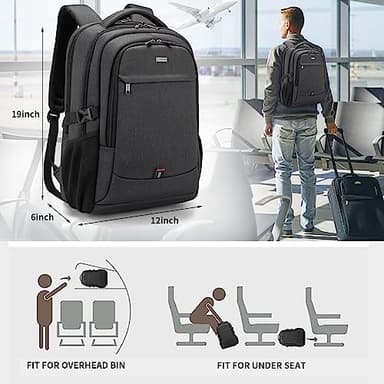 DUSLANG 17 Inch Laptop Backpack for Travel Water Resistant College Backpack for Men/Women Laptop Bag with USB Charging Port,Black - Image 8