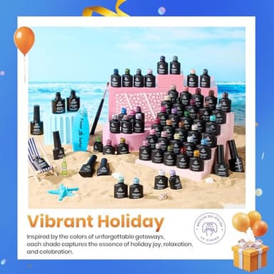 Beetles Fall Gel Nail Polish Set Vibrarnt Holiday 55 Colors Gel Polish Kit with 5 Bottles of Base Glossy Matte Top Coat Soak off Nail Polish Orange Brown Pink Green Blue Red Halloween Gifts for Women - Image 3