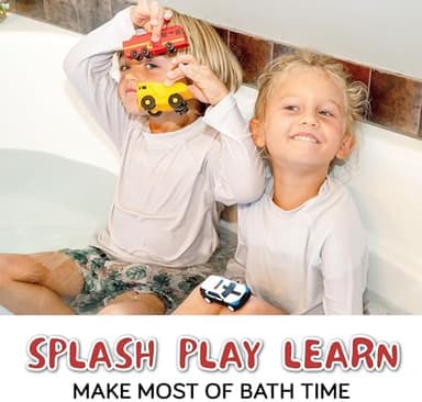 SplashEZ Mold Free Baby Bath Toys, No Hole Bath Toys for Toddlers, Bathtub Cars Set for Kids Ages 1-3, No Mold Floating Water Vehicles Set for Pool, BPA-Free, Safe, Fun, Infant Ages 1 3 6 12 18 Months - Image 4