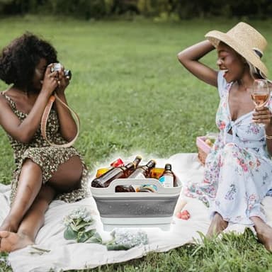 GIMWA Collapsible Wash Basin for Baby Bottles - 2.4 Gallons Portable Wash Bin for RV Camping Sink, Space-Saving Dish Tub (Gray) - Image 7