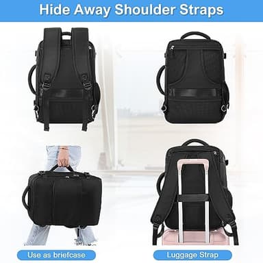 Sinaliy Travel Backpack, Carry on Flight approved Travel Bag with Multi-Pockets, Waterproof 17.3inch Laptop Backpack for Men Women, Black - Image 9
