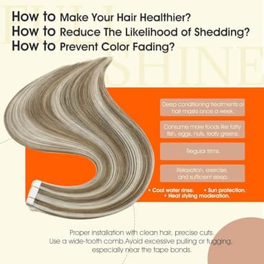 Full Shine Tape in Blonde Hair Extensions Tape in Extensions Human Hair Color 8 Ash Brown Highlighted 60 Platinum Blonde Seamless Hair Extensions Tape ins 50G Straight Remy Hair for Women 20Inch 20Pcs - Image 4
