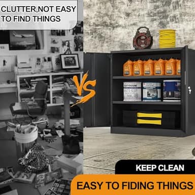 BESFUR Metal Storage Cabinet 36" H, Black Steel Locking Cabinet with 2 Lockable Doors and 2 Adjustable Shelves for Home Office, Garage, School, Apartment, Warehouse - Image 8