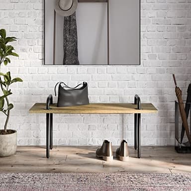 SIMPLIHOME Berkeley SOLID MANGO WOOD 42 Inch Wide Industrial Entryway Bench in Natural, For the Living Room, Entryway and Family Room - Image 2