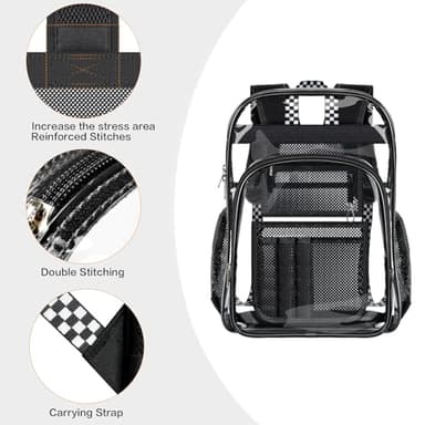 PAMANO Clear Backpack Transparent Heavy Duty School PVC Bookbag See Through Bag Boys and Girls for College Work Travel Security - Image 4