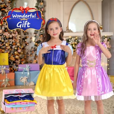 LIMIROLER 18 Pcs Princess Dress Up Clothes for Little Girl Role Play Costume Gift Set, Princess Dress Up Toys for Toddler Girls, Birthday Christmas Party Gifts for Girls Aged 3-6 Years Old - Image 3