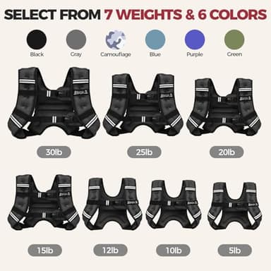 BAGAIL Weighted Vest, 5lbs/10lbs/12lbs/15lbs/20lbs/25lbs/30lbs Weight Vest with Detachable Phone Pouch, Rucking Vest for Women, Men, Walking, Weight Loss, Training, Running - Image 8