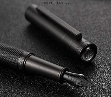 Matte Black Forest Fountain Pen Extra Fine Nib Classic Design with Converter and Metal Pen Box Set by Asvine - Image 5