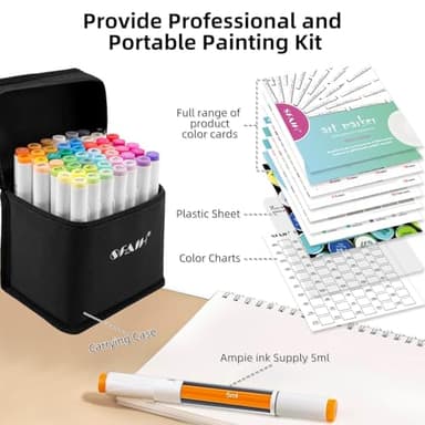 SFAIH Alcohol Markers Brush Tip & Chisel Tip - 49 Colors Double Tipped Art Markers for Adult Coloring Books Illustration, Gifts for Artist Adult - Refillable Alcohol-based Ink - Image 5