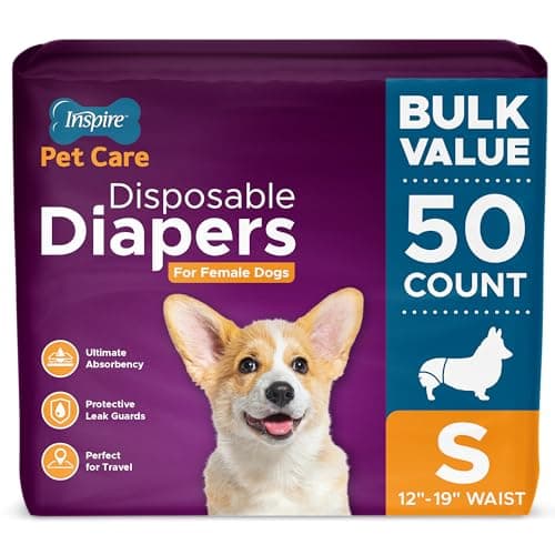Inspire Pet Care Dog Diapers Female Dogs | Bulk Value Doggie Incontinence, Accidents, for Heat, Pee or Period and Housebreaking (Small (50 Count)) - Image 1