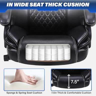 Big and Tall Office Chair 650lbs Heavy Duty Executive Chair with Adjustable Lumbar Support, Wide Seat, Ergonomic High-Back Leather Desk Chair for Heavy People - Image 6