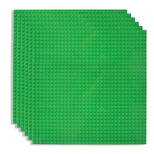 Lekebaby Classic Baseplates Building Base for Building Bricks 100% Compatible with Major Brands-Baseplate 10" x 10", Pack of 6, Green - Image 1