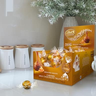 Lindt LINDOR Caramel Milk Chocolate Candy Truffles, Milk Chocolate Candy with Smooth, Melting Truffle Center, 25.4 oz., 60 Count - Image 3