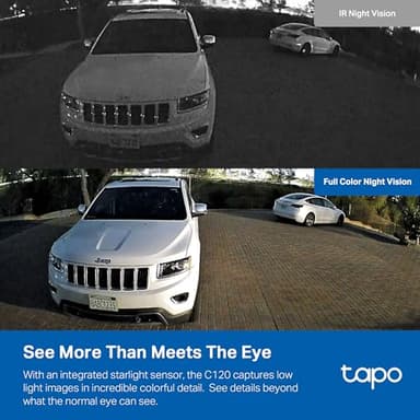 Tapo by TP-Link 2K QHD Security Camera Indoor/Outdoor, 2024 PCMag Editor's Choice, Color Night Vision, Free Person/Pet/Vehicle Detection, Baby Monitor, Local/Cloud Storage, IP66, Dual-Spotlight(C120) - Image 2