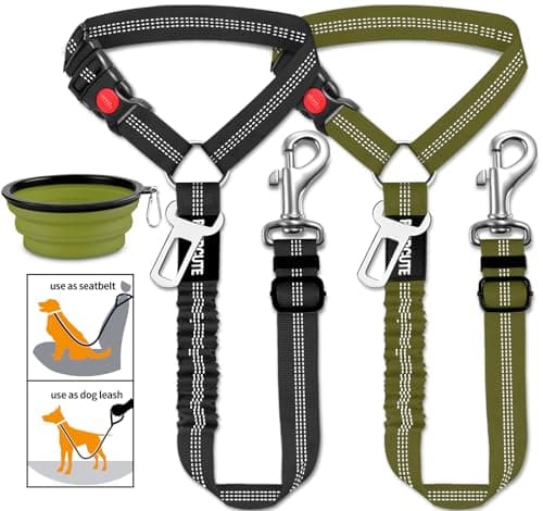 3 Piece Set Dog Seat Belt Retractable Dog Car Seatbelts Adjustable Pet Seat Belt for Vehicle Headrest Restraint Adjustable Heavy Duty & Elastic & Durable Car Harness for Dogs - Image 1