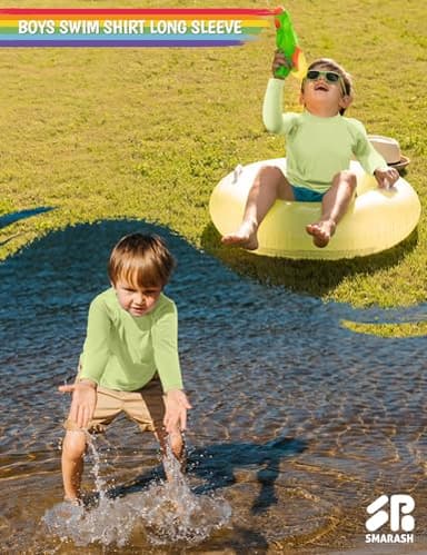 Boys Swim Shirt Long Sleeve Rash Guard Little Kids UPF 50+ Sun Beach Water Shirts Swimwear Rashguard for Sun Water Fishing Swimming Swim Top Milk Green Size 8 - Image 3