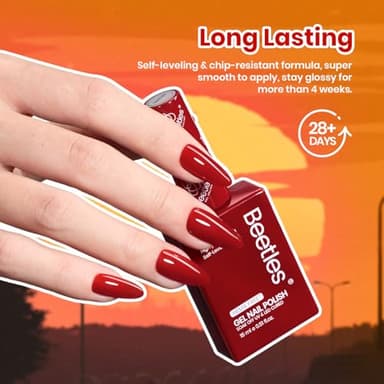 Beetles Orange Gel Nail Polish Set 6 Colors Burgundy Brown Dark Red Yellow Light Orange Fall Gel Polish Kit Soak Off UV LED Hema Free DIY Home Salon Gift for Women Autumn Dusk - Image 5