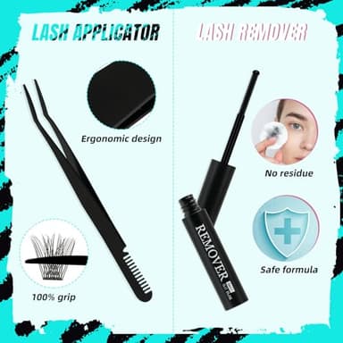 Lash Clusters Kit,144Pcs Eyelash Extension Kit Midnight with Lash Bond and Seal,Lashes Extensions Kit Lash Applicator Tool for Eyelashes Cluster Kit by AMZGlRL(D-Mix8-16mm Kit) - Image 5