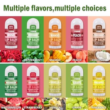 VISRIE Mini Lip Balm 20 Pack, Natural Lip Balms Bulk with Vitamin E and Coconut Oil, Moisturizing Lip Balm for Dry Cracked lips - 10 Flavors - Image 2